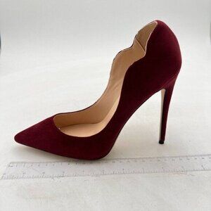 FSJ Women Suede Sexy Pointed Toe Pumps 12 cm High Heels Stilettos Party Prom